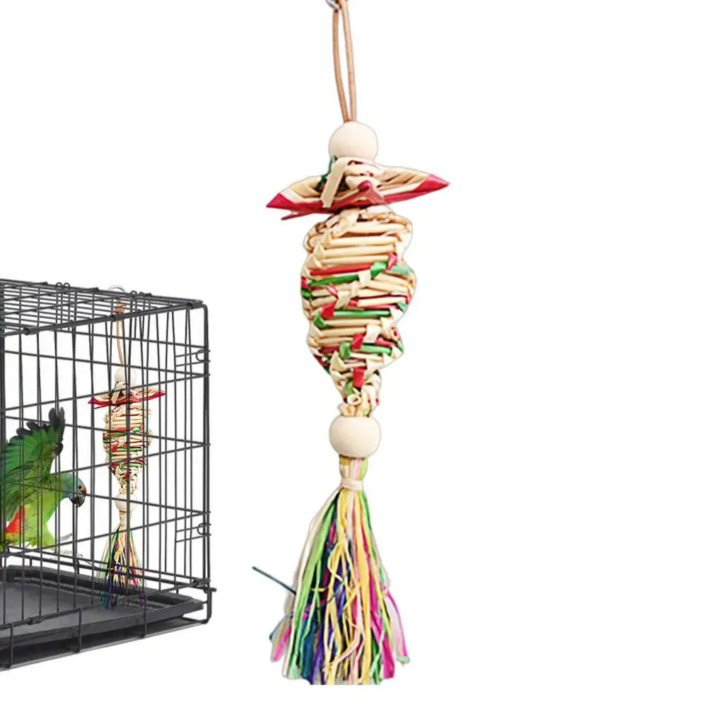 Parrot Foraging Toy Bird Perch Toys With Shredding Foraging Bird Shredded Paper Cage Accessories For Cockatiel Lovebird
