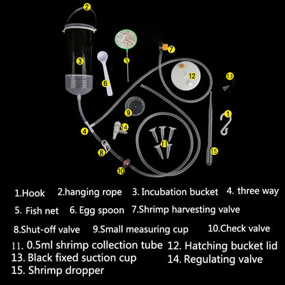 250ml Aquarium Brine Shrimp Incubator Baby Fish Feed Fairy Egg Artemia Alive Hatch Kit Fish for Tank Equipment Kits Eggs Hatcher