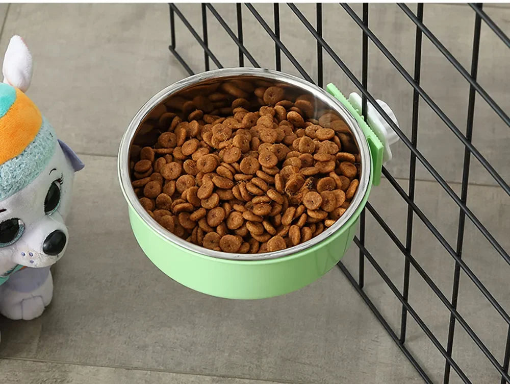 Pet Bowl Can Hang Stationary Dog Cage Bowls Stainless Steel Dog Cat Hanging Bowls Feeding Container for Small Dogs Accessorie