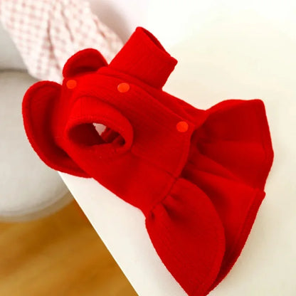2024 New Christmas Elk Dog Clothes Winter Warm Thicken Knitted Sweater Dress for Small Dogs Girl, York Puppy Costume Pet Apparel