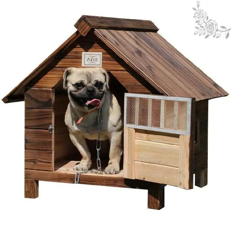 Outdoor Kennel Warm Small Stable Puppy Dog Pet Nest Bed Corgi Waterproof Cover Wooden House Solid Wood Golden Retriever