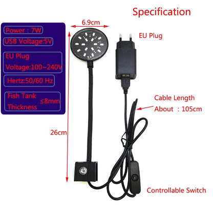 7W Aquarium Light LED Waterproof Fish Tank Lighting Underwater Fish Lamp Aquariums Decor Plant Lamp Mini fish tank light