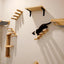 Cat Climbing Shelf Wall Mounted Cat Tree Four Step Stair Indoor Wood Scratching Post for Cat Wall Climbing Furniture Cat Hammock
