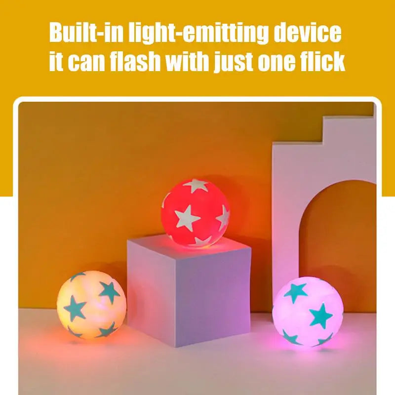 Dog Chew Ball Light Up Elastic Chew Toy With Star Pattern Soft Pet Supplies Chewable Ball 6cm For Veterinary Hospitals Pets Cats