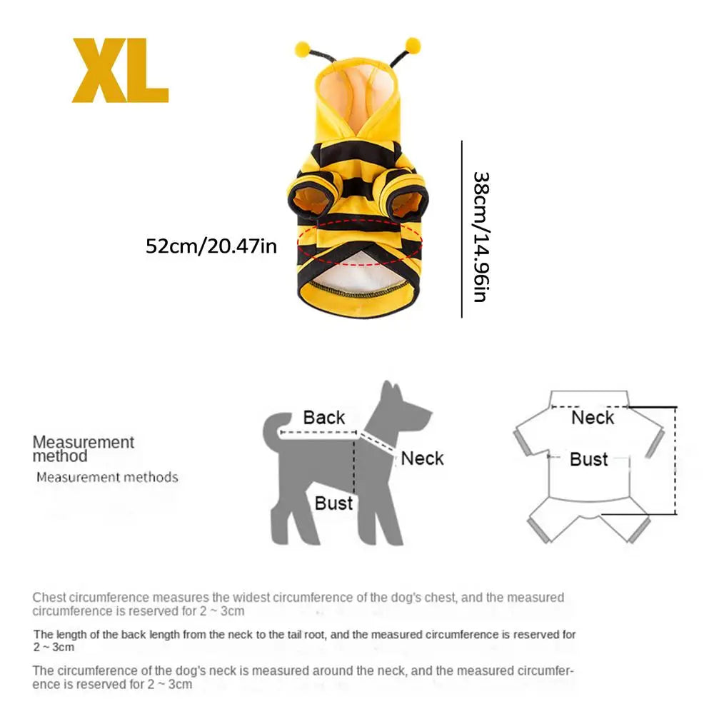 Dog Bee Costume Pet Bee Halloween Hoodies Soft Pet Halloween Christmas Cosplay Dress Hoodie Cosplay Clothes for Dog Cat Puppy