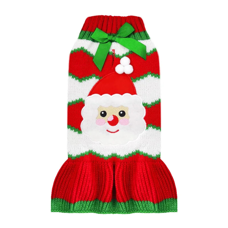 Christmas Dress for Dogs Winter Dog Clothes Dog Knitted Coat Puppy Warm Overalls Chihuahua French Bulldog Costume Dog Sweater