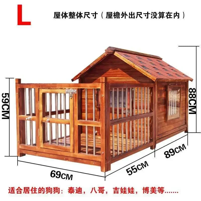 Outdoor Waterproof Solid Wood Kennel Medium and Large Dog Golden Retriever Kennel House Rainproof Outdoor Four Seasons