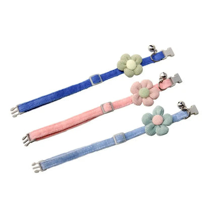 Pet Collar Cute Knitting Flower Bell Collar With Adjustable Collar Style Cartoon Cat Safety Small Dog Pet Supplies Buckle V6S4