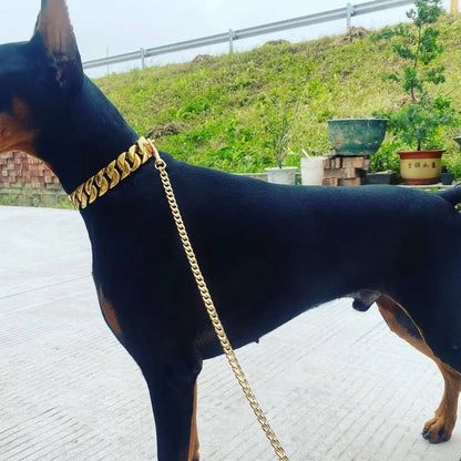 Strong 32mm Wide Gold Dog Chain Collars  Heavy Stainless Steel Dogs Choker Pitbull Gold Dog Necklace For Large Huge Dogs