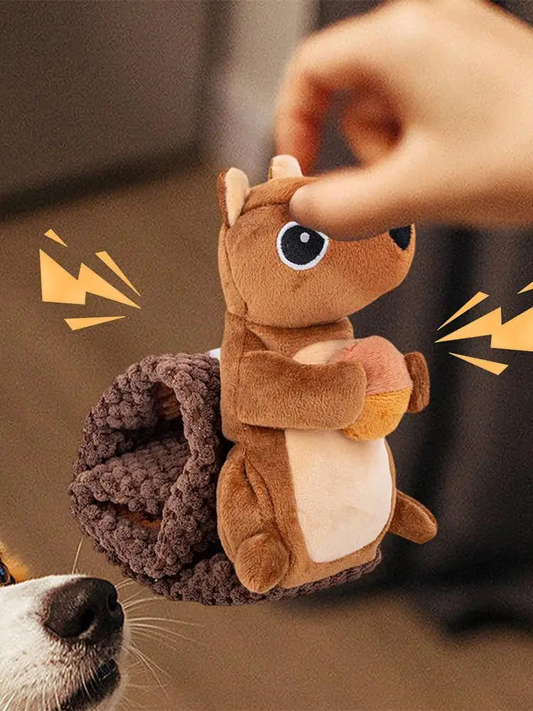 Dog Vocal Interactive Toy Velvet Squirrel Shaped Foraging Instinct Training Puppy Toys Interactive Dog Puzzle Toys With Sound