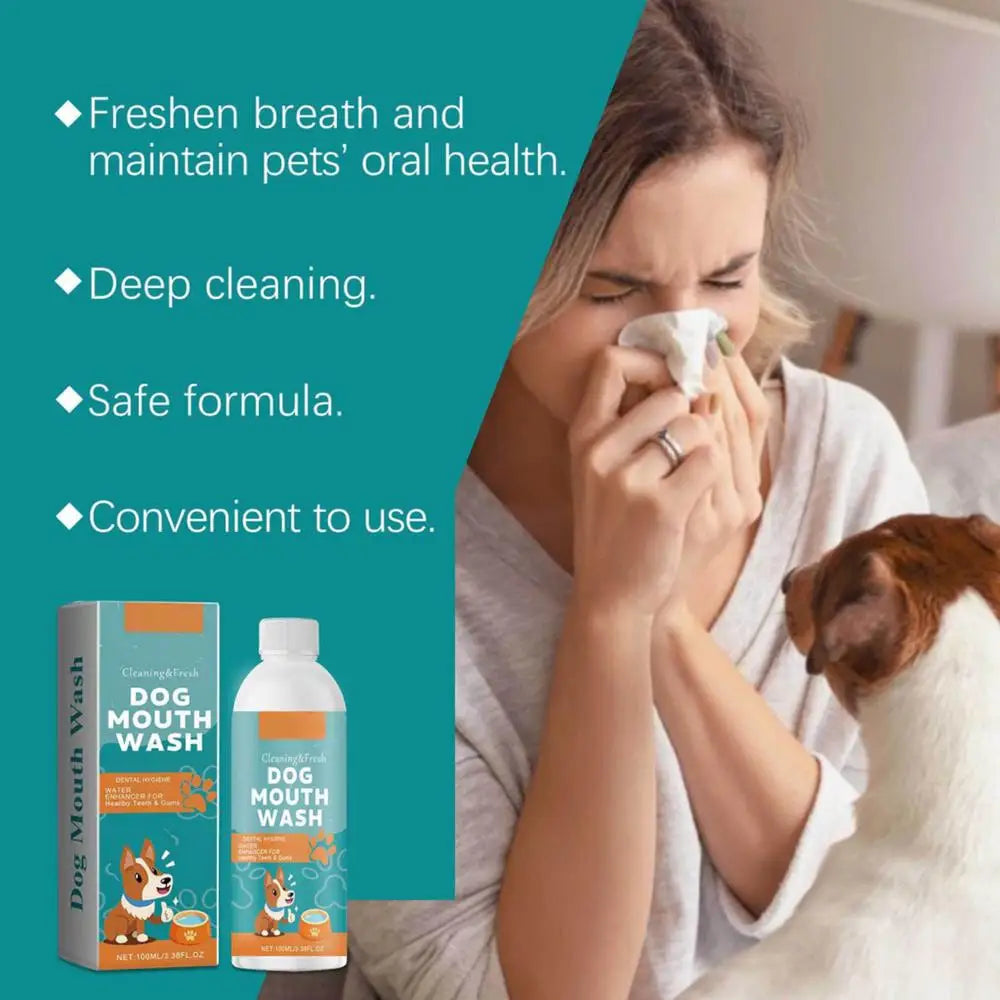 Dog Breath Water Additive 100ml Dog Teeth Cleaner Wash Effective Dog Teeth Cleaner Wash Natural Teeth Cleaning Freshener For