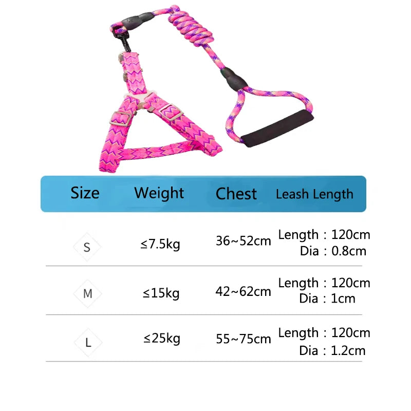Anti Explosion Pet Nylon Leash Dog Harness Small Medium Dog Vest Safety Lead Walking Running Leash Durable Traction Rope 120CM