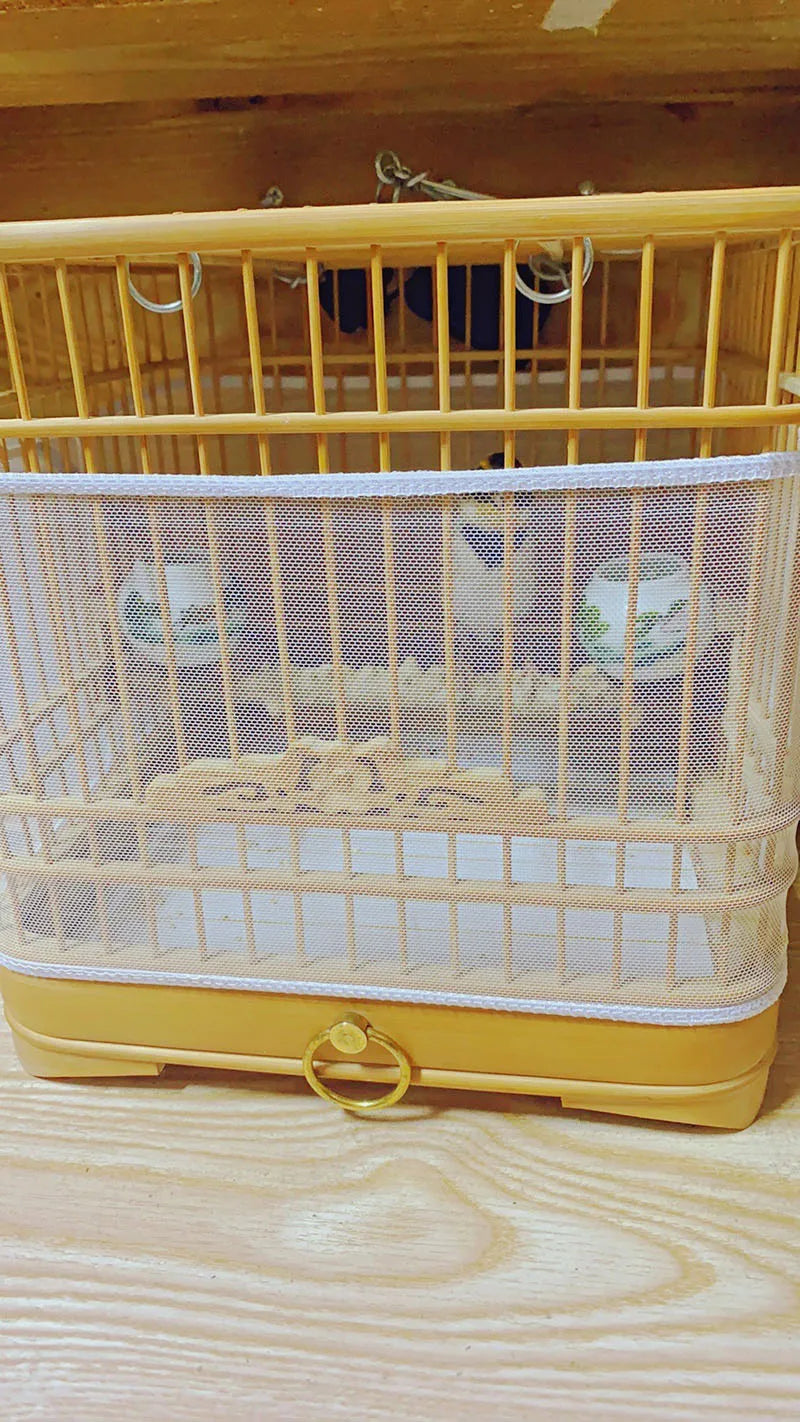 Mesh Bird Cage Cover Shell Skirt Net Easy Cleaning Seed Catcher Guard Bird Cage Accessories Nylon Parrot Bird Cage Net