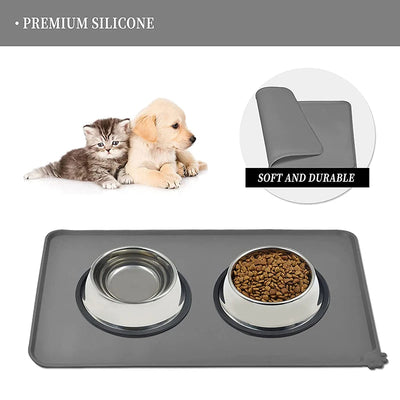 Silicone Dog Cat Bowl Mat Non-Stick Pet Fountain Tray Waterproof Food Pad Puppy Dogs Feeding Drinking Mat Easy Washing Placemat