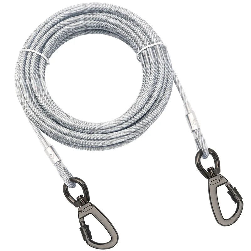 Double-headed Dog Tie Out Cable Leash, Long Steel Wire Rope, Outdoor Dogs Straps, Adjustable Running Rope Supplies
