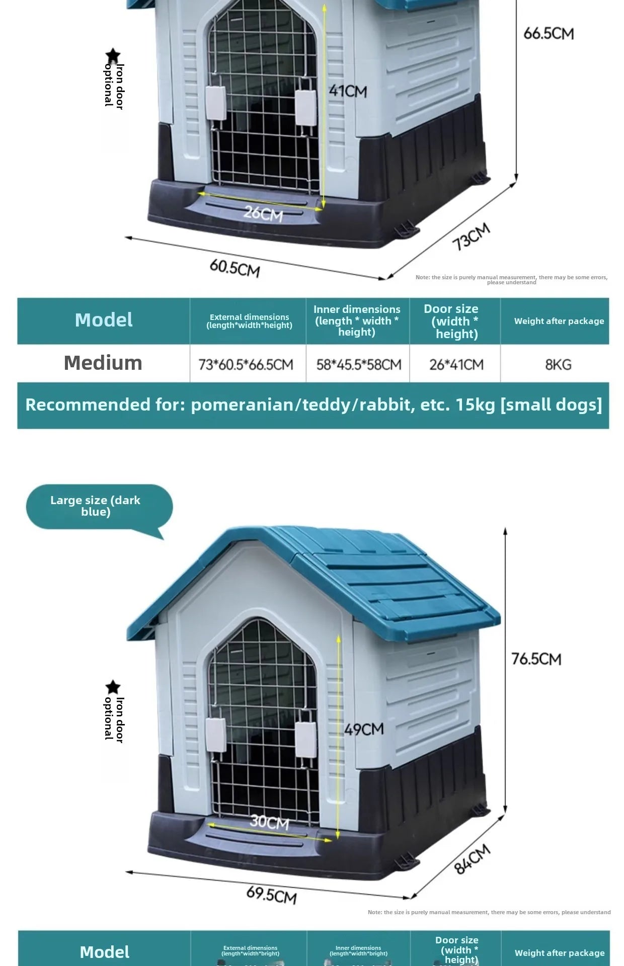 New Dog House Outdoor Waterproof Kennel All Seasons Indoor Dog House Outdoor Rainproof Sunscreen Medium and Large Dogs.