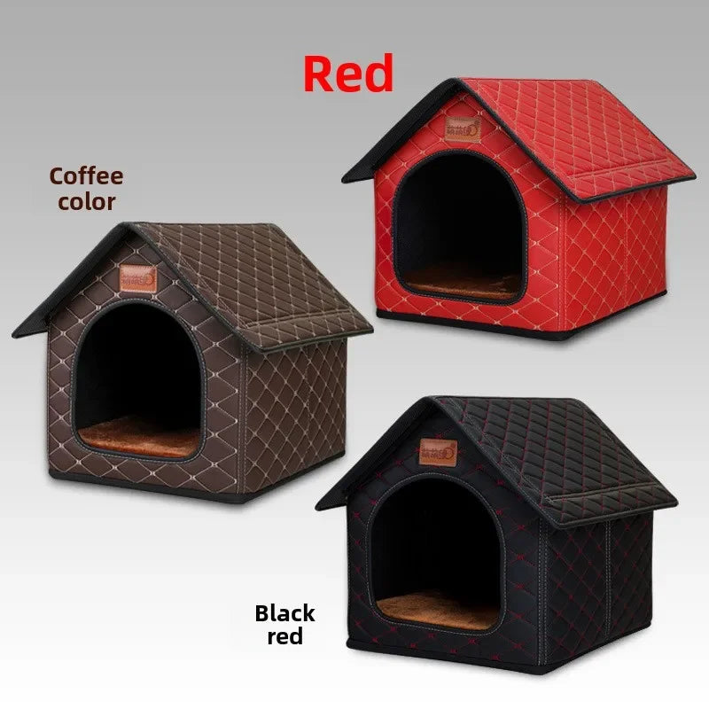 Kennel Winter Warm Waterproof Removable Washable Closed House Kennel Villa Small Dog Corgi Law 11 Pet Nest