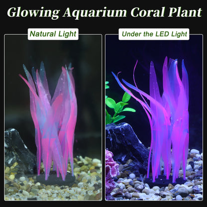 UXCELL Aquarium Artificial Decorative Plant Silicone Glowing Decor for Fish Tank Ornamen Flower Grass Decoration Accessories