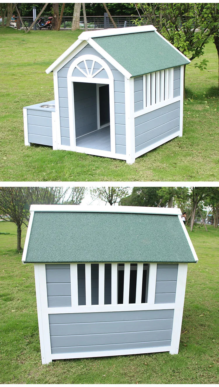 All Seasons Solid Wood Dog House Outdoor Rainproof Outdoor Pet Kennel Large Kennel