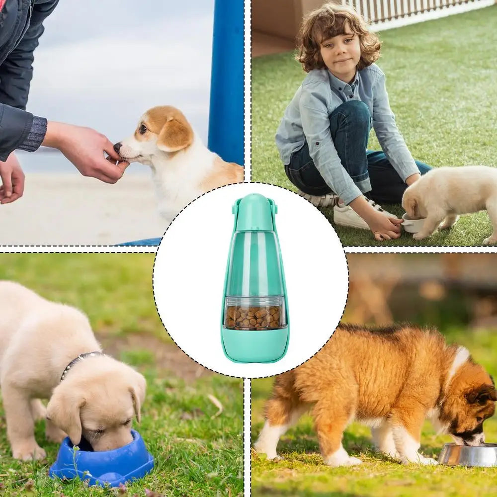 Dog Water Bottle Pet Travel Drinking Bottle 5 in 1 Outdoor Pet Accessories with Dog Drinking Bottle Food Storage Container
