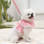Pink Flower Puppy Harness Mesh Breathable Small Girl Dog Cat Vest Harness Cute Doggy Lace Dress Harness with Leash for Walking