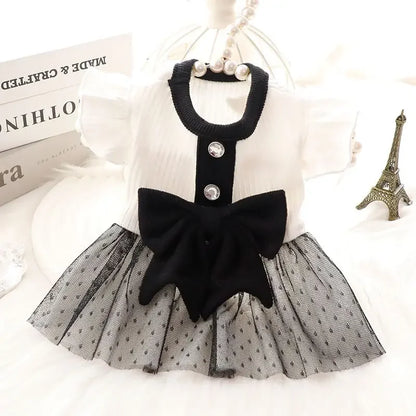 Dog Princess Dress Summer Dog Clothes for Small Dogs Pet T-Shirt Black Lace Retro Puppy Skirt Chihuahua Bichon Girls Dog Costume