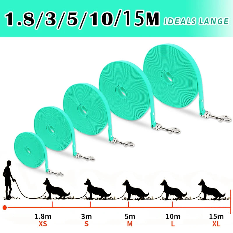 Waterproof Dog Leash PVC Dog Leash Recall Long Line For Beach,Swimming,Tracking,Training Dogs Lead for Pet,Medium and Large Dogs
