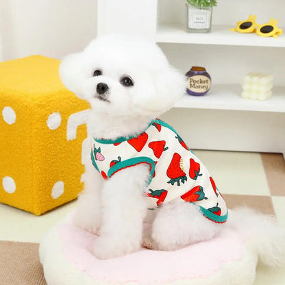 Summer Dog Clothes Soft Sleeveless Dog Apparel with Strawberry Pattern Comfortable Pet Shirts Summer Puppy Vest Clothes Pet Coat