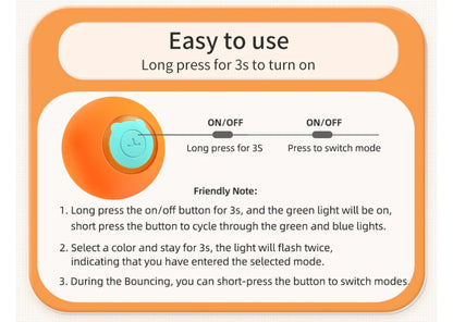 ROJECO Smart Cat Toys Interactive Cat Bouncing Ball Automatic Rolling Ball Training 360° Auto-Rotating Electric Toy For Dog Pet