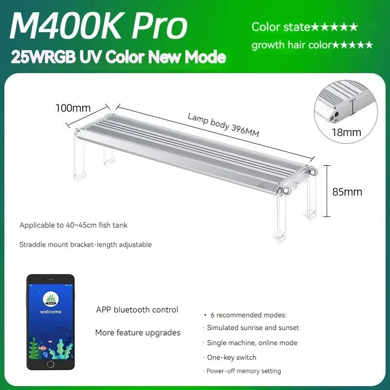 Aquarium Lighting APP Control WEEK AQUA M Series LED Full Spectrum Plant Grow Light with Cycle Timer Telescopic Fish Tank Light