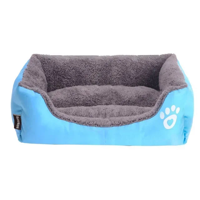 Warm Corduroy Dog Sofa Bed – Plush Fleece Pet Couch with Bolsters
