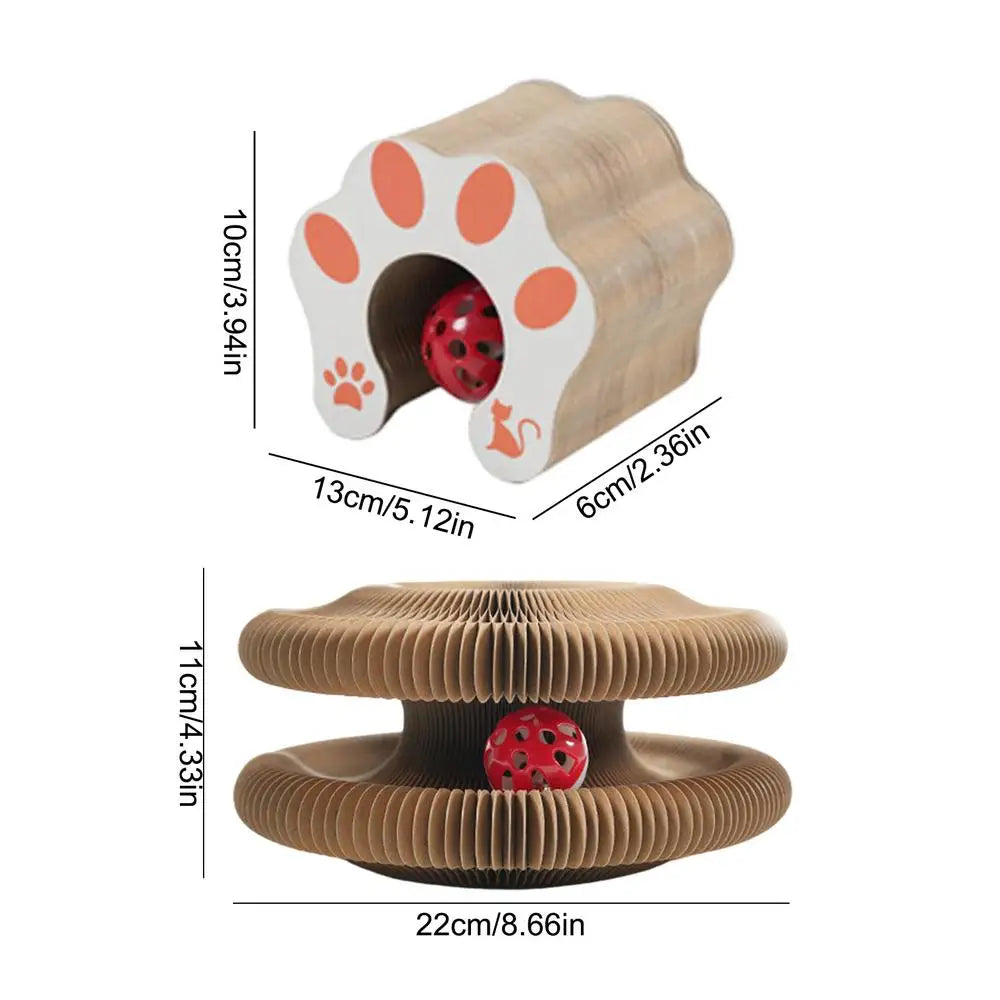 Cardboard Cat Toy Foldable Cat Scratcher Cardboard With Ball Kitty Scratching Post Cat Ball Track Accordion Toys cat toy