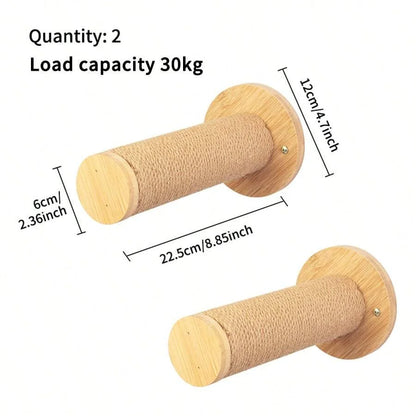 Wall Mounted Cat Tree Cat Climbing Wooden Shelves Climbing Hammock Set Scratching Post and Ladder for Cats Playing and Sleeping
