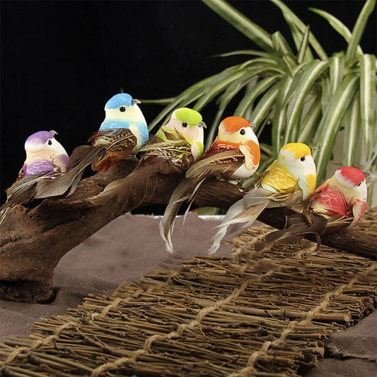 6PCS 10CM Simulation Birds Artificial Sparrow Statue Desktop Miniatures Foam Ornament For Household DIY Decoraction Children Toy
