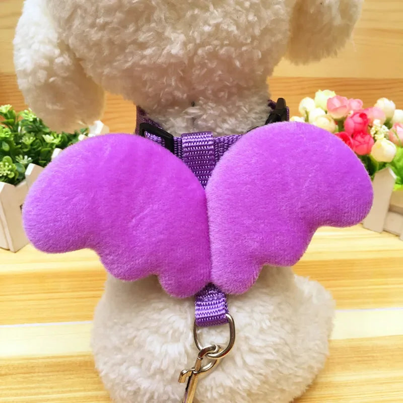 Cute Angel Pet Puppy Dog Leashes And Collars Set Cat  Harness 3D Wings Adjustable for Small Medium Dogs Outdoor Walking Supplies