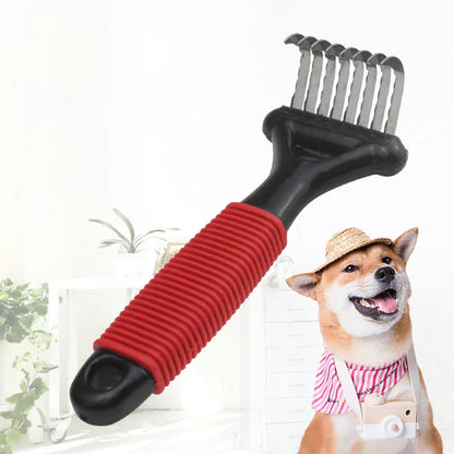 Dog Comb Pet Grooming Tools Dog Rake Comb Trimmer Stainless Steel Cat Dog Comb for Dematting Removing Dead Matted & Knotted Hair