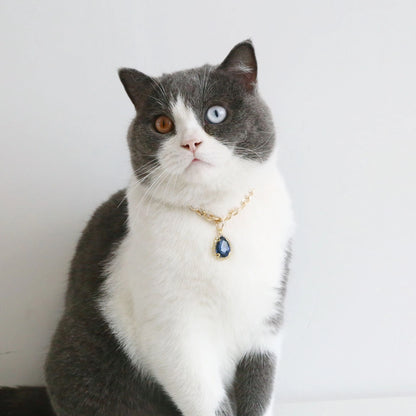 Luxury Dog Cat Necklace Jewelry with Heart Diamond Pendant Design Gold Chain Collar Pet Wedding Birthday Costume Accessories