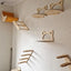 1 Piece Wall Mounted Furniture Shelf Cat Climbing Stairway and Hammock with Sisal Scratching Post for Perch and Sleeping