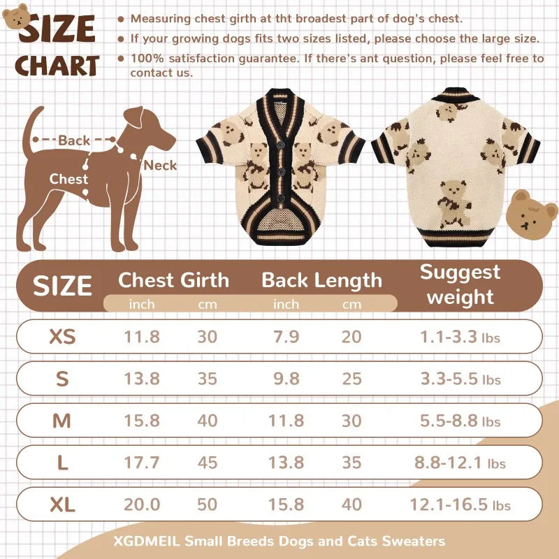 Luxury Dog Sweater Pet Cardigan Striped Knitted Dog Coat Chihuahua Warm Clothes Winter Jackets for Dog Bichon Dog Accessories