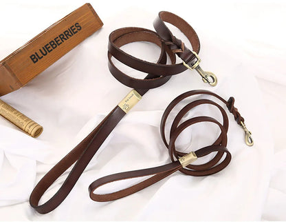130cm Braided Leather Dog Leash Durable Dog Training Leash for Large Breed Dogs and Medium Small Dogs Walking Leash Brown Black