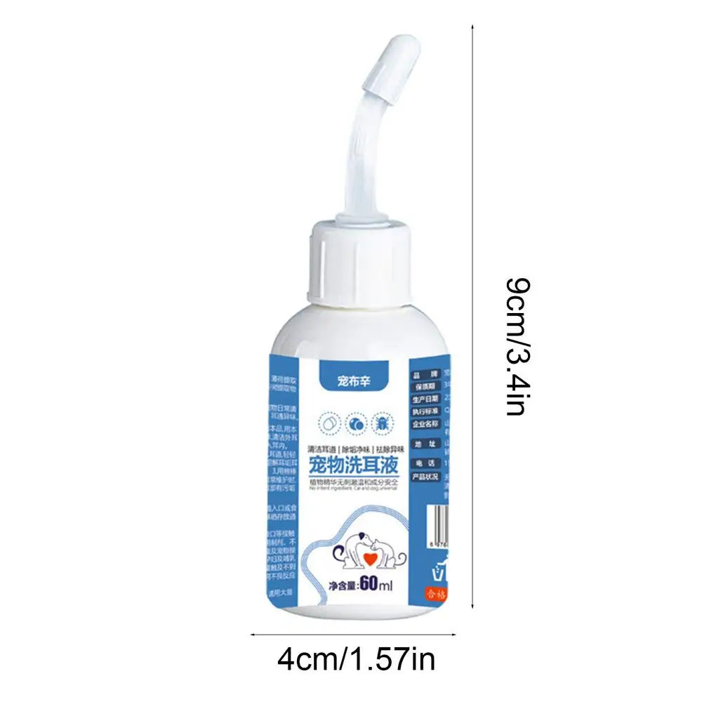 Ear Drops for Cat and Dog 60ml Gentle & Natural Ear Drops Ear Cleaning Liquid Regular Use Helps Avoid Discomfort Dog Ear Cleaner