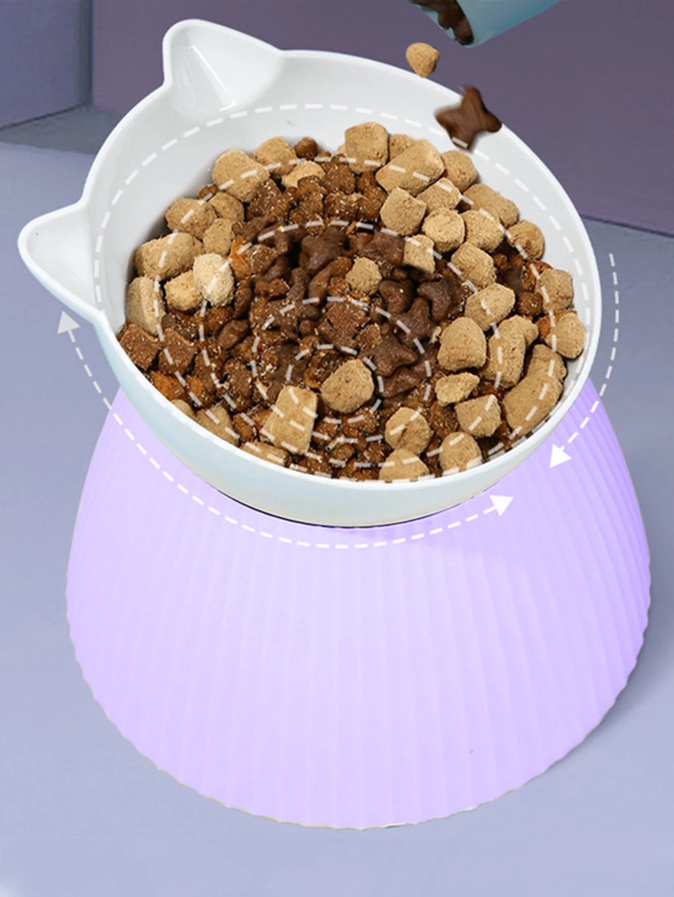 1pc Elevated Cat Bowls with Raised Stand,15 Tilted Cat Design Neck Guard Stand Pet Food Water Feeder Bowl for Cats Or Small Dogs