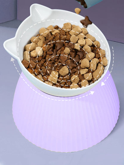 1pc Elevated Cat Bowls with Raised Stand,15 Tilted Cat Design Neck Guard Stand Pet Food Water Feeder Bowl for Cats Or Small Dogs