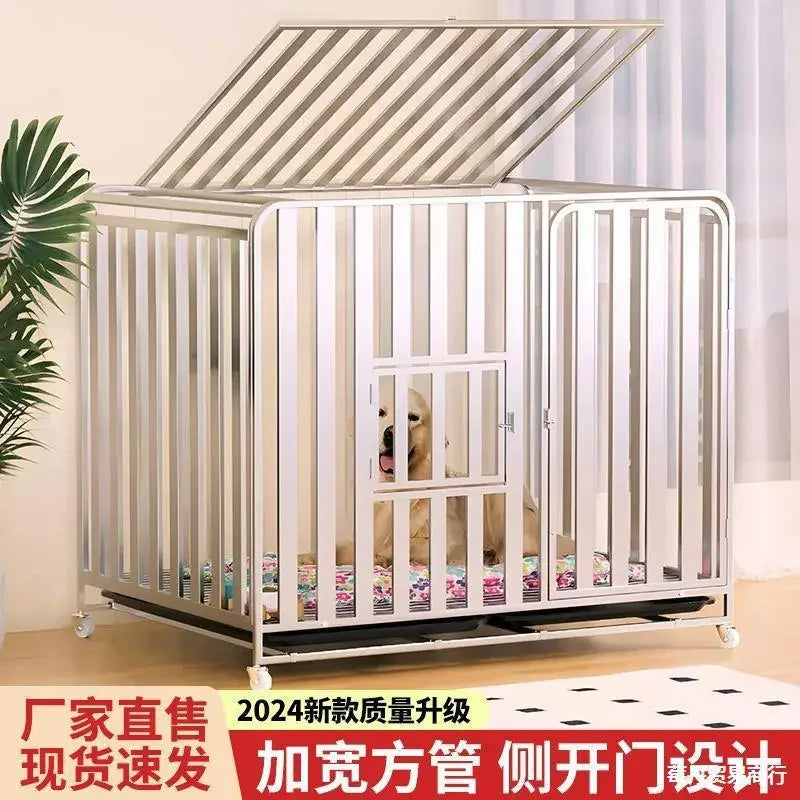 Full Square Tube Dog Cage Medium Large Dog Indoor and Outdoor Toilet Small Dog Labrador Golden Retriever Pet