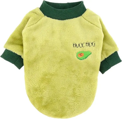 Soft Warm Velvet Dog Hoodies Puppy Winter Coat Strawberry Avocado Dog Clothes for Small Dogs Cold Weather Pullover Pet Apparel