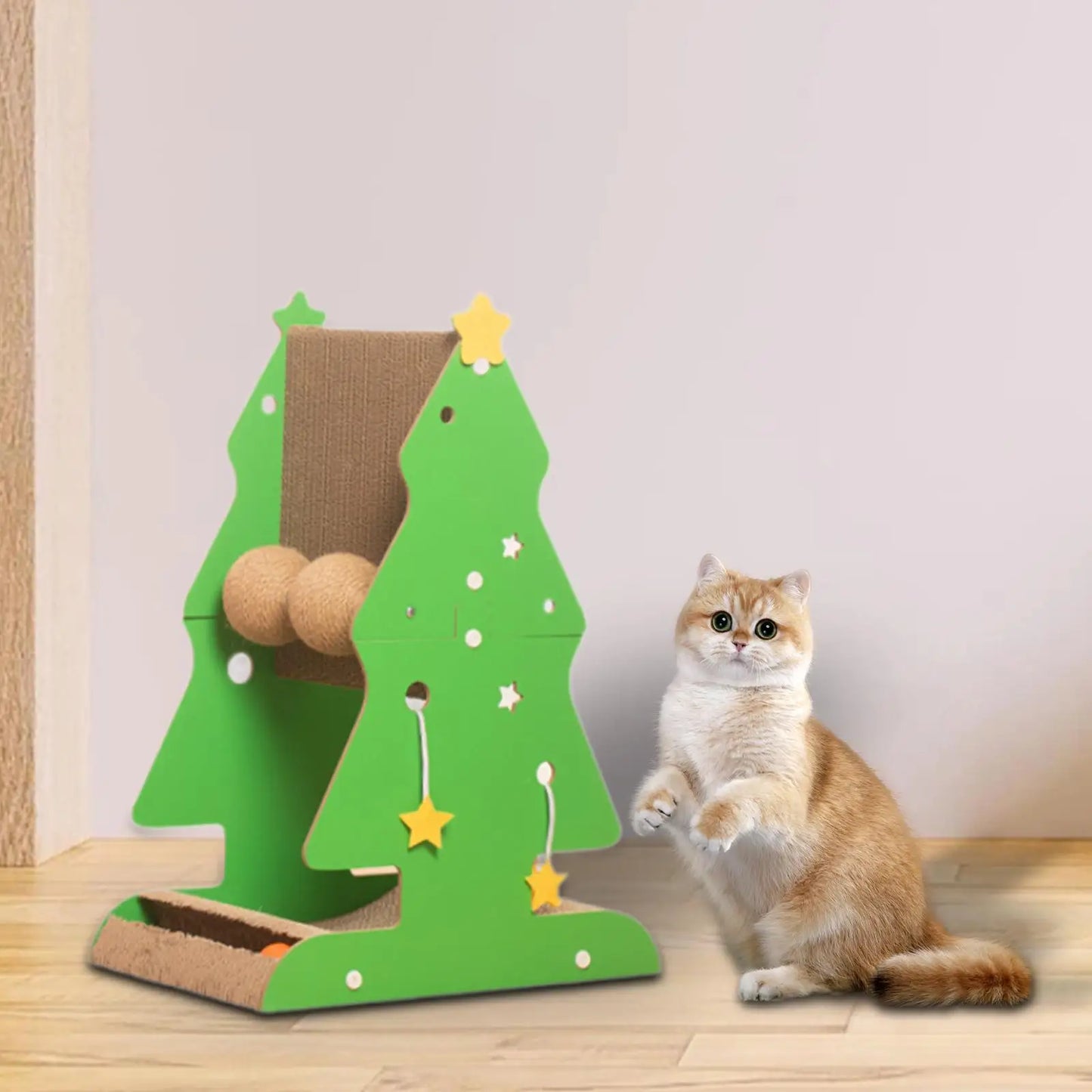 Cat Scratcher Christmas Tree Shaped Cat Scratching Post Sisal Climbing Frame Pet Toy for Indoor Cats Kitten Playing Toy 고양이 스크래처