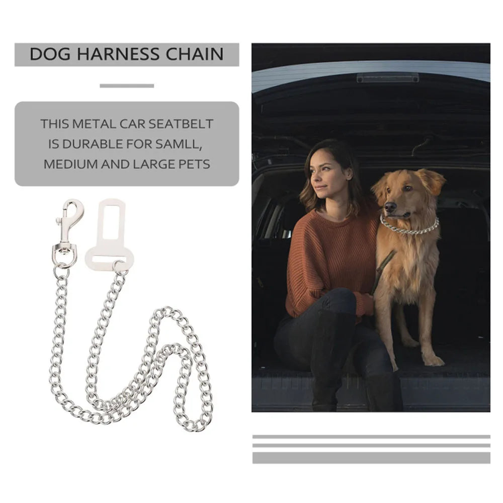 Dog Seatbelt Dog Car Seat Belt Stainless Steel Chew Proof Dog Car Seat Belt Car Harness Safe Chain Car Leash for Pet Puppy Dogs