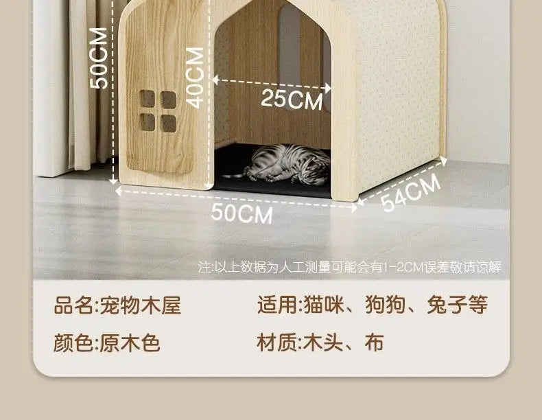 Solid wood cat nest Four seasons universal kennel Winter warm cat house dog house pet dog villa outdoor wooden house indoor