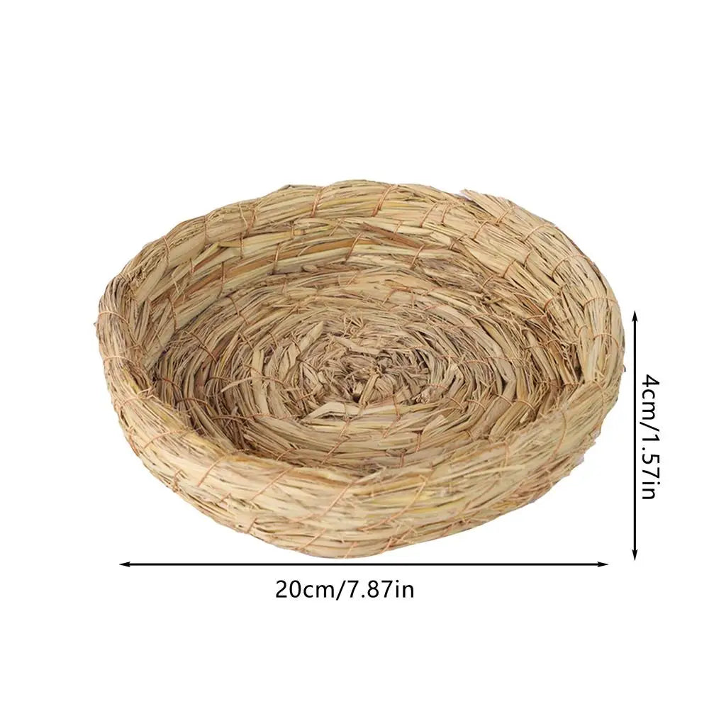 Breeding Nest For Birds Hand Woven Flat Base Straw Bird Nest Hatch House Bird Shelter Bird Cage Accessories Bird Hut