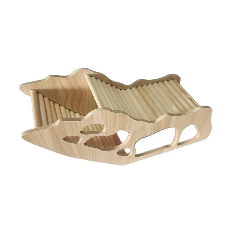 Wood Hamster Hideaway Toy Wooden Hamster House with Climbing Ladder Small Animals Castle Home for Dwarf Mice Gerbils Small Pets